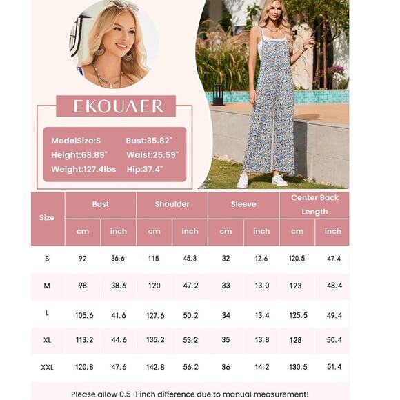 Sleeveless Jumpsuit Wide Leg with Pockets size XL - Picture 6 of 6